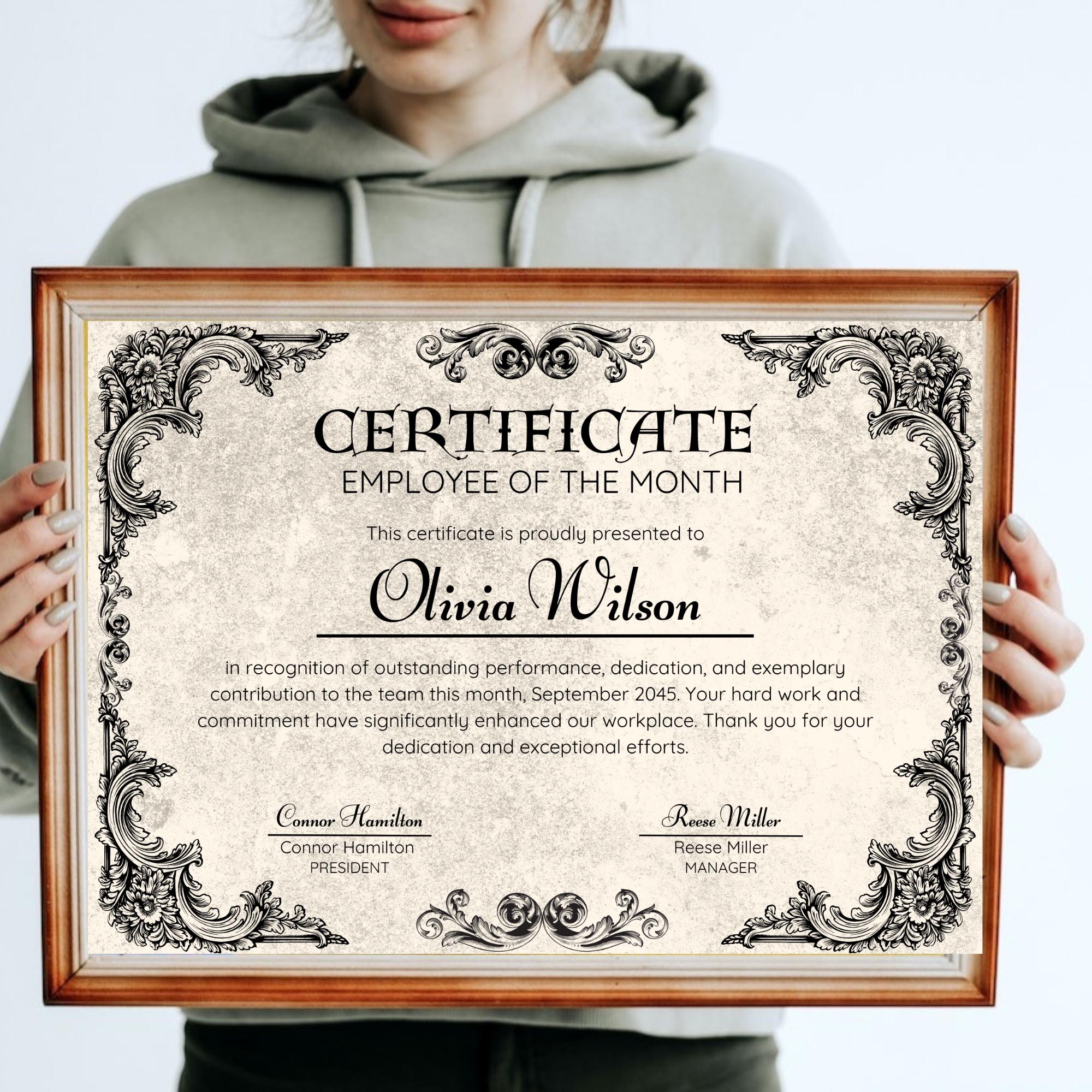 Editable Employee of the Month Certificate Template (instant Download ...