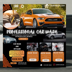 Auto Detailing, Auto Detailing Flyer, Waschanlagen Flyer, Automobile Service Flyer, Social Media Flyer, Vorgefertigte Business Flyer Design, Auto-Flyer