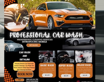 Car Detailing Flyer: Automotive Services, Social Media Design (Canva Template)