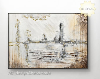 Lámina abstracta con textura dorada, decoración boho moderna (descarga digital)