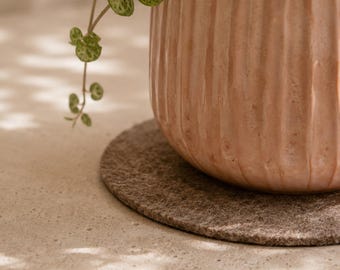 Set of 2 Felt Plant Pot Coasters – Protective Flower Pot Mat – Table & Windowsill Protector –  Round Indoor Plant Decor - Flower Pot Coaster