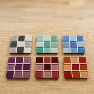 Handmade Coaster Set of 2 – Colorful Mosaic Coasters – Unique Table Decor – Housewarming Gift – Ceramic Drink Coasters image 2