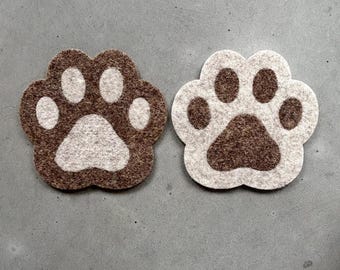 Paw Felt Coasters | Set of 2 Wool Felt Coasters | Pet Lover Gift | Handmade Coasters | Dog Paw Felt Coasters | Cat Paw Felt Coasters