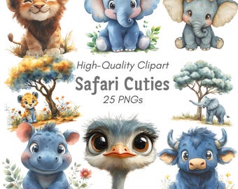 Safari Animals Clipart: Jungle Animal Graphics (PNG)