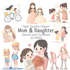 Clipart mamma figlia, Clipart mamma, Clipart festa della mamma, PNG digitale, Madre e figlia, Clipart figlia, Clipart famiglia, Regalo per la mamma