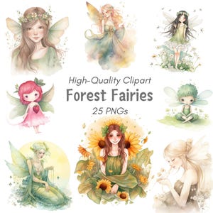 Clipart fata della foresta, Clipart fata PNG, Clipart fate, Clipart principessa fata, Clip art digitale, Adesivo digitale, Clipart acquerello carino