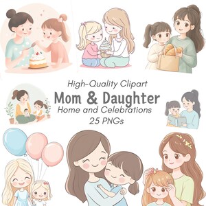 Clipart mamma, Clipart mamma figlia, Clipart festa della mamma, Casa mamma, Madre e figlia, Clipart figlia, Clipart famiglia, Regalo per mamma