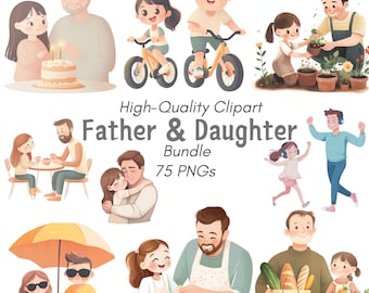 Father's Day Clipart Bundle: Dad & Daughter PNG Graphics (Digital Download)
