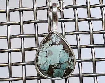 Sterling silver handmade Gobi turquoise necklace, Hallmarked in Edinburgh