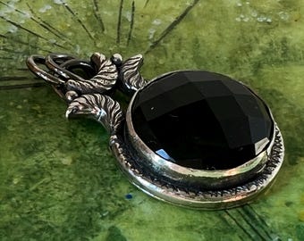 sterling silver handmade onyx necklace, Hallmarked in Edinburgh