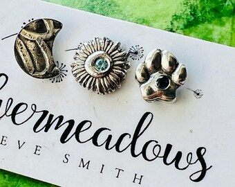Sterling silver handmade mismatch stud earrings