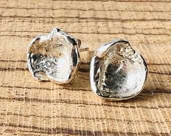 Recycled sterling silver water cast stud earrings
