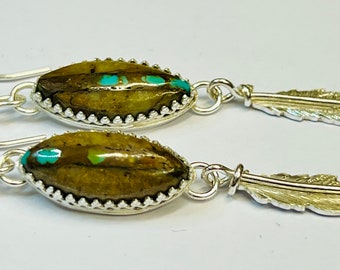 Sterling silver handmade turquoise drop earrings