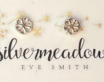 sterling silver handmade flower stud earrings