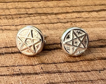 recycled sterling silver handmade pentacle stud earrings,