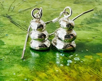 Sterling silver recycled pebble drop earrings