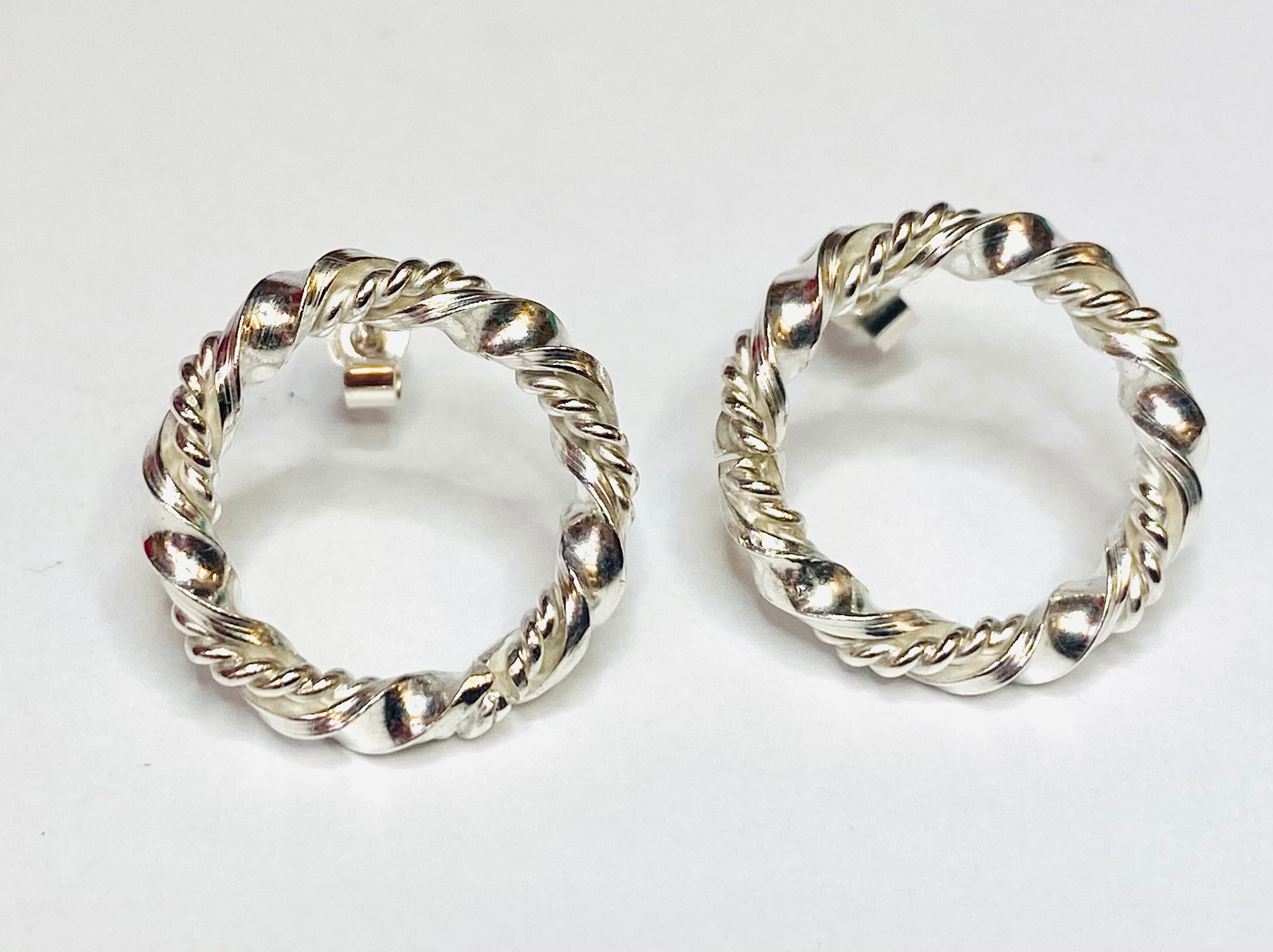 Sterling Silver Handmade Twisted Rope Stud Earrings Etsy New Zealand