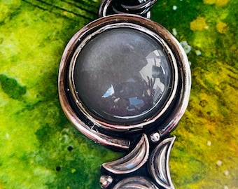 sterling silver handmade grey moonstone necklace, hallmarked in Edinburgh