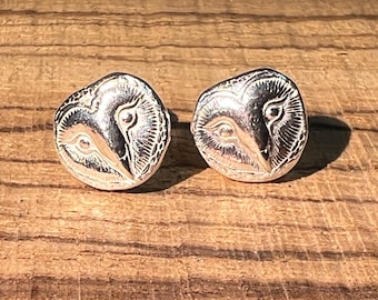 Recycled Sterling silver owl faces