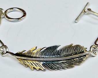 Sterling silver handmade feather bracelet, hallmarked in Edinburgh