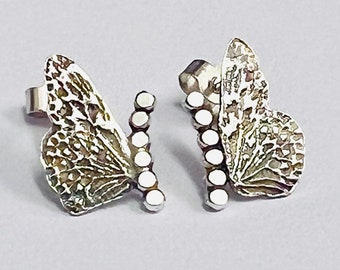 Sterling silver butterfly stud wing earrings