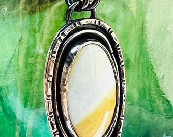 sterling silver handmade white river hotsonite turquoise pendant, Hallmarked in Edinburgh
