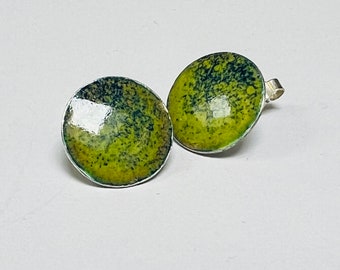 Sterling silver enamelled stud earrings.