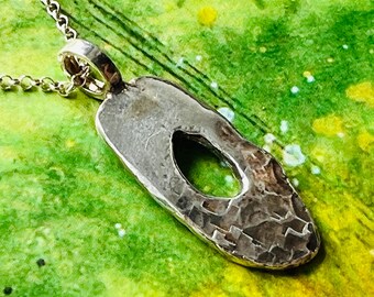 recycled sterling silver organic form pendant, hallmarked in Edinburgh