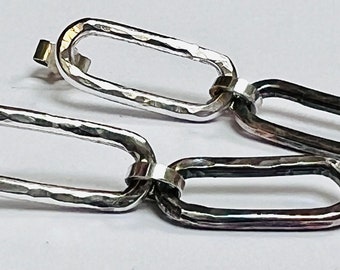 Sterling silver handmade paper clip earrings, hallmarked in Edinburgh