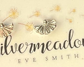 sterling silver handmade fan stud earrings
