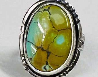 Sterling silver handmade turquoise ring, hallmarked in Edinburgh