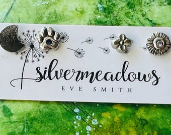 Set of 4 mismatch sterling silver stud earrings