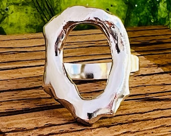 recycled sterling silver organic form chunky ring, hallmarked in Edinburgh