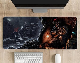 Spersonalizowana podkładka pod mysz gamingową: Żywy wzór w kolorze rdzy, obszyte krawędzie