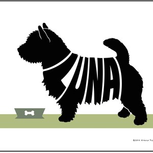 Personalized Norwich Terrier Silhouette Print, Terrier Name Art, Terrier Memorial Gift