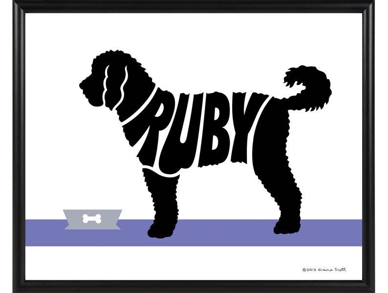 Download Personalized Goldendoodle Print Dog Silhouette Name Art | Etsy