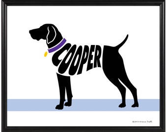 Personalized German Shorthaired Pointer Silhouette Print, Dog Name Art Print, Dog Memorial Gift