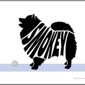 Personalized Keeshond Silhouette Print, Pet memorial Gift for Dog Lover, Keeshond Wall Decor