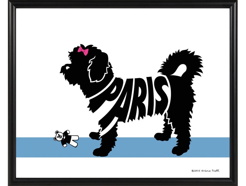 Personalized Shorthaired Maltese Print Framed 8x10 Short Cut Maltese Name Art