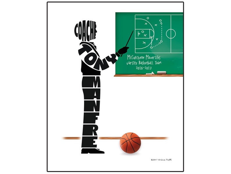 Personalized Basketball Coach Print Custom Silhouette Art - Etsy
