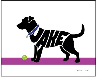 Personalized Jack Russell Terrier Print, Terrier Silhouette Wall Art, Dog Memorial Gift