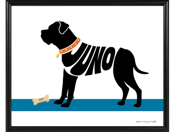 Personalized Cane Corso Silhouette Print Natural Ears Cropped Ears Docked Tail Framed Cane Corso Art