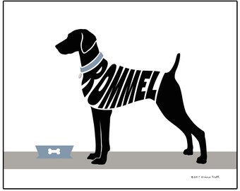 Personalized Weimaraner Print, Silhouette Dog Print, Weimaraner Art, Dog Decor Gift
