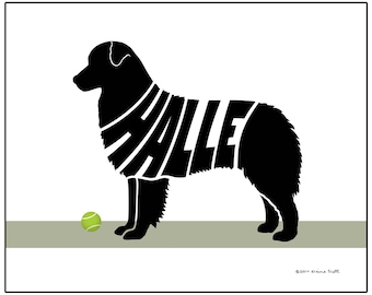 Personalized Australian Shepherd Print, Aussie Dog Silhouette Wall Art, Dog Memorial Gift