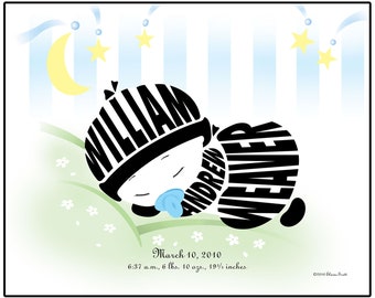 Personalized Baby Girl or Baby Boy Print, Black or Brown Baby Silhouette, Nursery Wall Art Decor, Baby Shower Gift