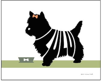 Personalized Yorkshire Terrier Silhouette Art Print: Custom Yorkie Name Gift