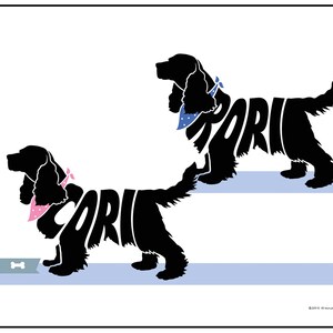 Personalized Pair of Cocker Spaniels Print, Cocker Spaniel Silhouette Art, Dog Memorial Gift