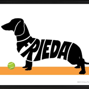 Personalized Dachshund Print, Smooth or Wirehaired Dachshund Decor, Dachshund Memorial Gift