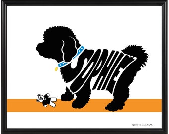 Personalized Bichon Frise Silhouette Print, Bichon Wall Art, Custom Bichon Frise Decor, Bichon Frise Memorial Gift