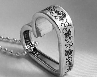 Heart Pendant, SILVER LACE 1968, 1.25 Inch Heart, Vintage Silverplate Spoon Jewelry Vintage Heart Necklace  Handmade Valentines Gifts